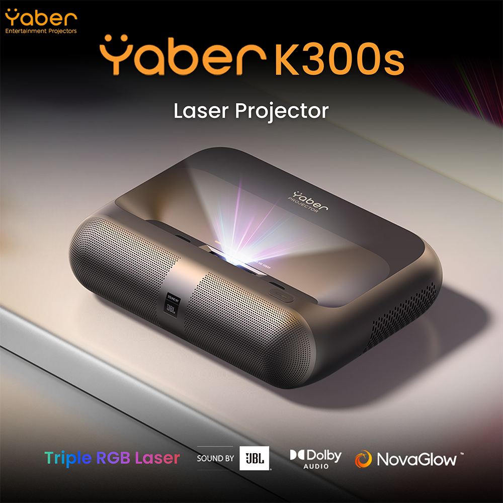 โปรเจคเตอร์ YABER K300S LASER PROJECTOR สีดำ UST คมชัด 1080P สว่าง 1000 ANSI_1